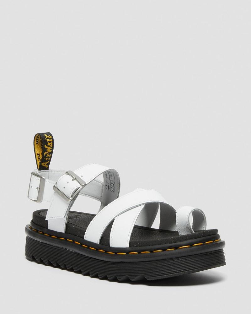 White Women\'s Dr Martens Avry Hydro Leather Gladiator Sandals | CA 290OKI